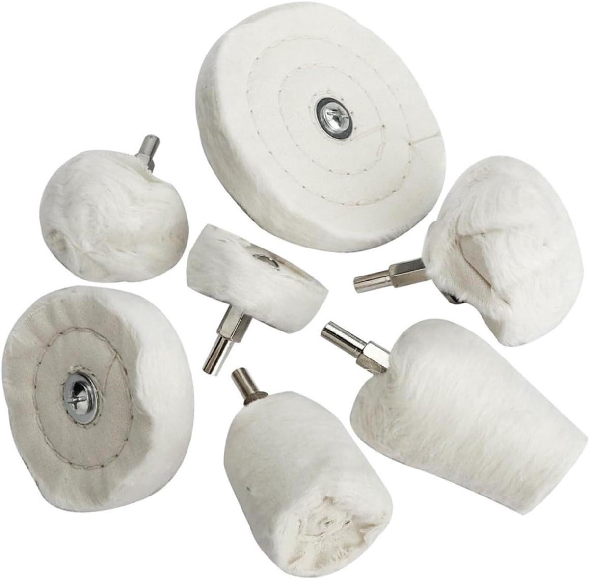 Polijst wiel set - Polijstpads boren - Oppervlakken polijsten - Bereikt meeste hoeken - 7 stuks 9x9cm - Wit
