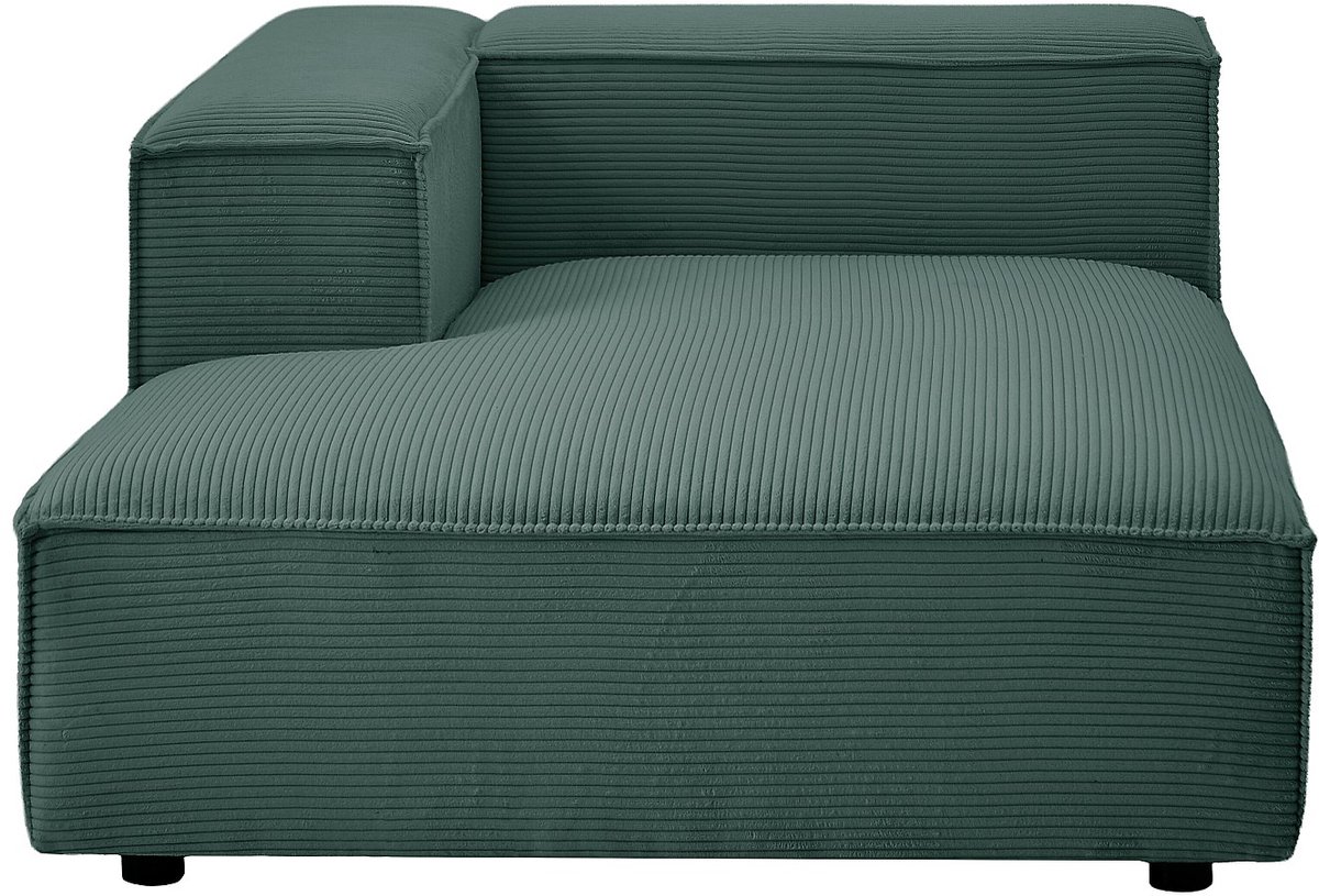 Vente-unique Chaise longue met linkerarmleuning in groen ribfluweel RUZOLO
