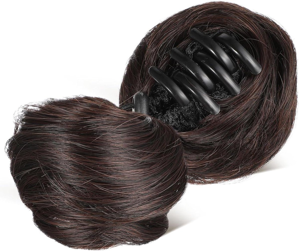 Haarknot Extensions - Nep Knot Clip - Snel Kapsel Maken - Stevige Klauwclip - 2 Stuks - Bruin