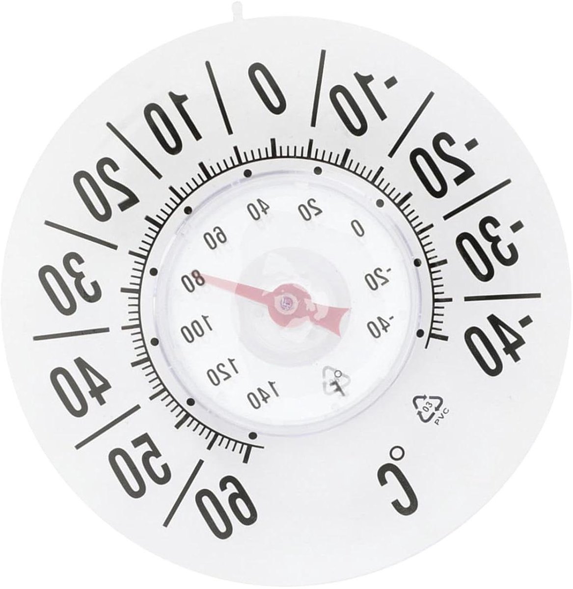 Waterdichte Temperatuurmeter - Analoge Buitenthermometer - Temperatuur Bewaken - Zuignap Montage - 180 mm Diameter - Transparant