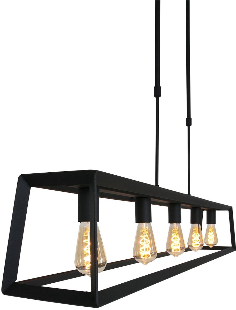 Zwarte hanglamp Buckley 2675ZW, modern design, verstelbaar in hoogte tot 145 cm, metaal en kunststof, 20x140 cm, merk Mexlite