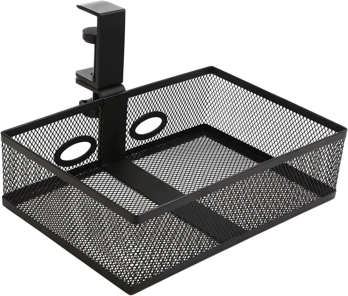 360° Rotating Onderbureau Organizer met Kabelgaten, Klembevestiging en Ruimtebesparend Ontwerp voor Thuis, Kantoor en School