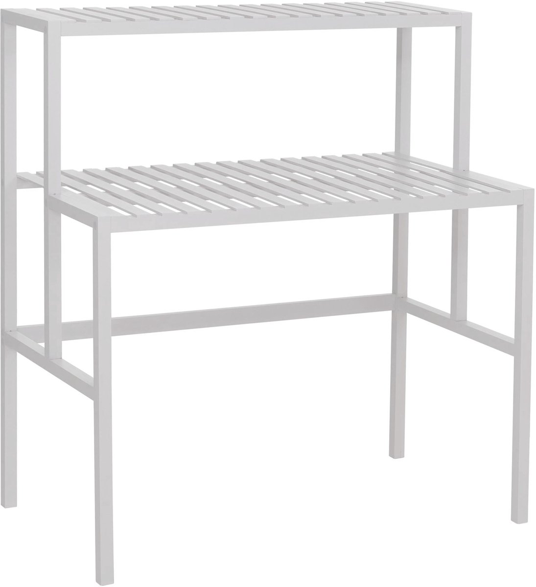 Bamboe plantenrek MCW-Q34, bloementrap, plantentrap, 2 planken 100x90x50 cm ~ wit