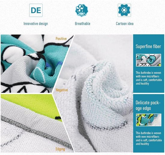Kinderbadjas - Poncho handdoek - Na het baden - Zacht microvezel - 60x120 cm - Cartoon print — afbeelding 4