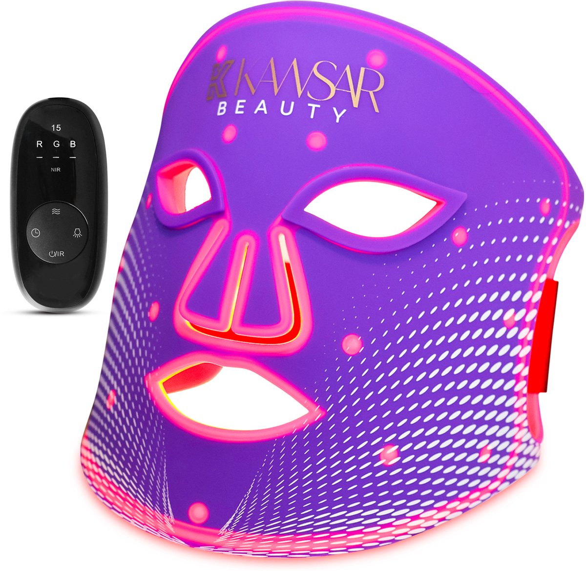 Kawsar Beauty® Premium LED Masker – Near Infrarood + 7 Kleuren | LED Face Mask | Gezichtsmasker | Facelift Apparaat | Red light Therapy | Huidverjongingsapparaat | Anti-Aging, Huidversteviging & Stralende Gloed