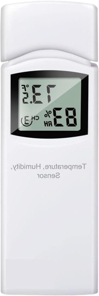 Vochtsensor Temperatuurmeter - Hygrometer Sensor - Binnenklimaat Monitoren - 8 Kanalen Draadloos - 100m Bereik - Wit