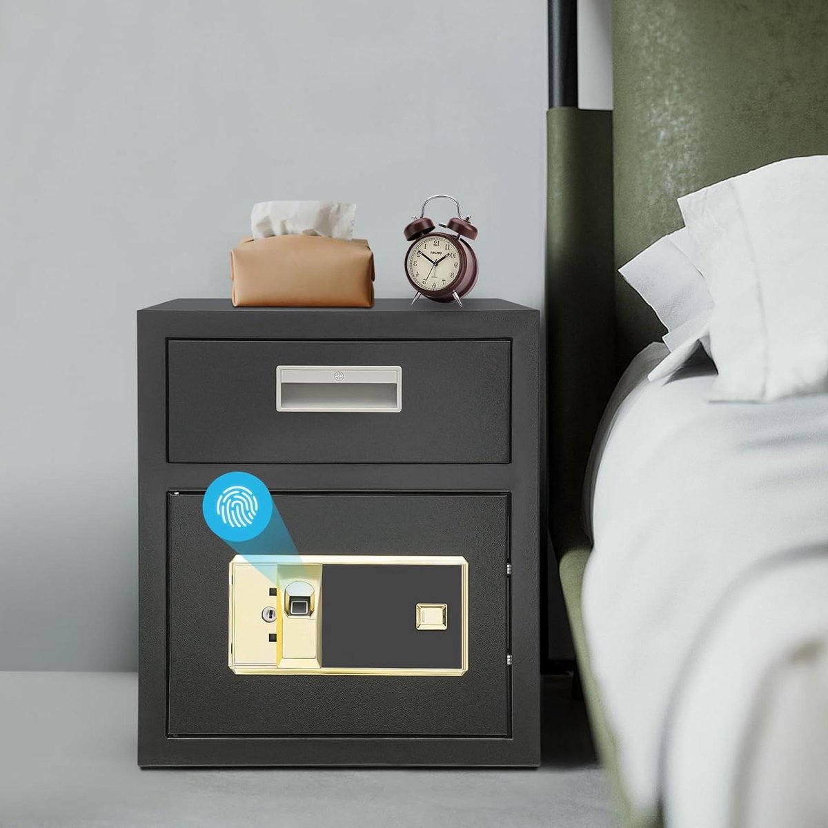 Pakketbezorgdoos Buiten - Brievenbus Kluis - Veilig Pakketten Ontvangen - Anti-diefstal Alarm - 35.6 x 35.6 x 39.9 cm - Zwart