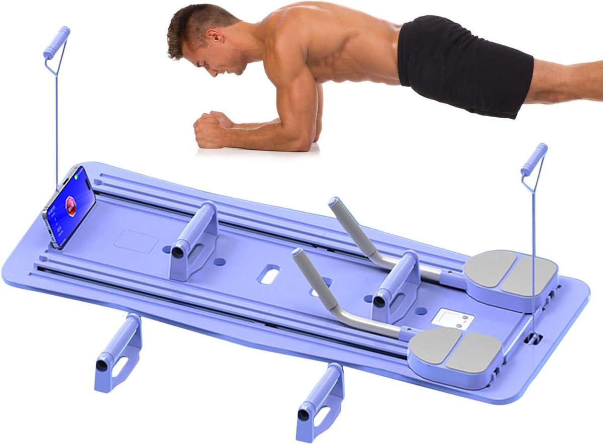 Pilatesbord - Fitnessplank - Krachtraining thuis - Ruimtebesparend ontwerp - 96 x 40 cm - Paars