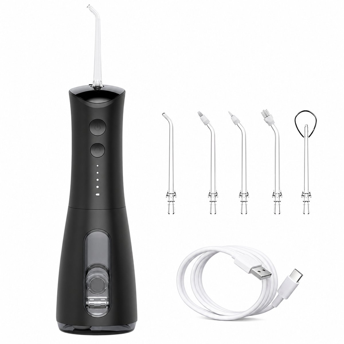 Gloovon® - Waterflosser - Monddouche - Flosapparaat - Afneembaar Waterreservoir - Draadloos & Oplaadbaar - 4 Standen - IPX7 Waterdicht - Zwart