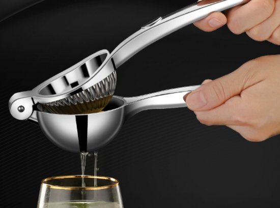 Citruspers - Citroenpers - Zinklegering - Limoenpers - Sinaasappel juicer - Handpers - Handmatige Fruitpers - Handcitruspers - Citrusknijper - Geschikt voor keuken, bar, picknick in de buitenlucht - 22*7 cm - Zilver — afbeelding 4