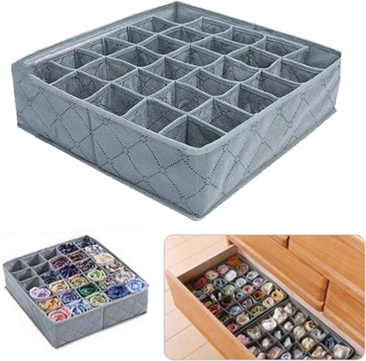 Opvouwbare Opbergdozen - Lade Organizers - Kleding Opbergen - Mesh Ventilatie - 3 Stuks Sets - Wit
