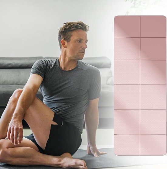 Opvouwbare Oefenmat - Lichtgewicht Gympad - Yoga Pilates Fitness - Vochtbestendig Antislip - 183x61cm - Roze — afbeelding 5