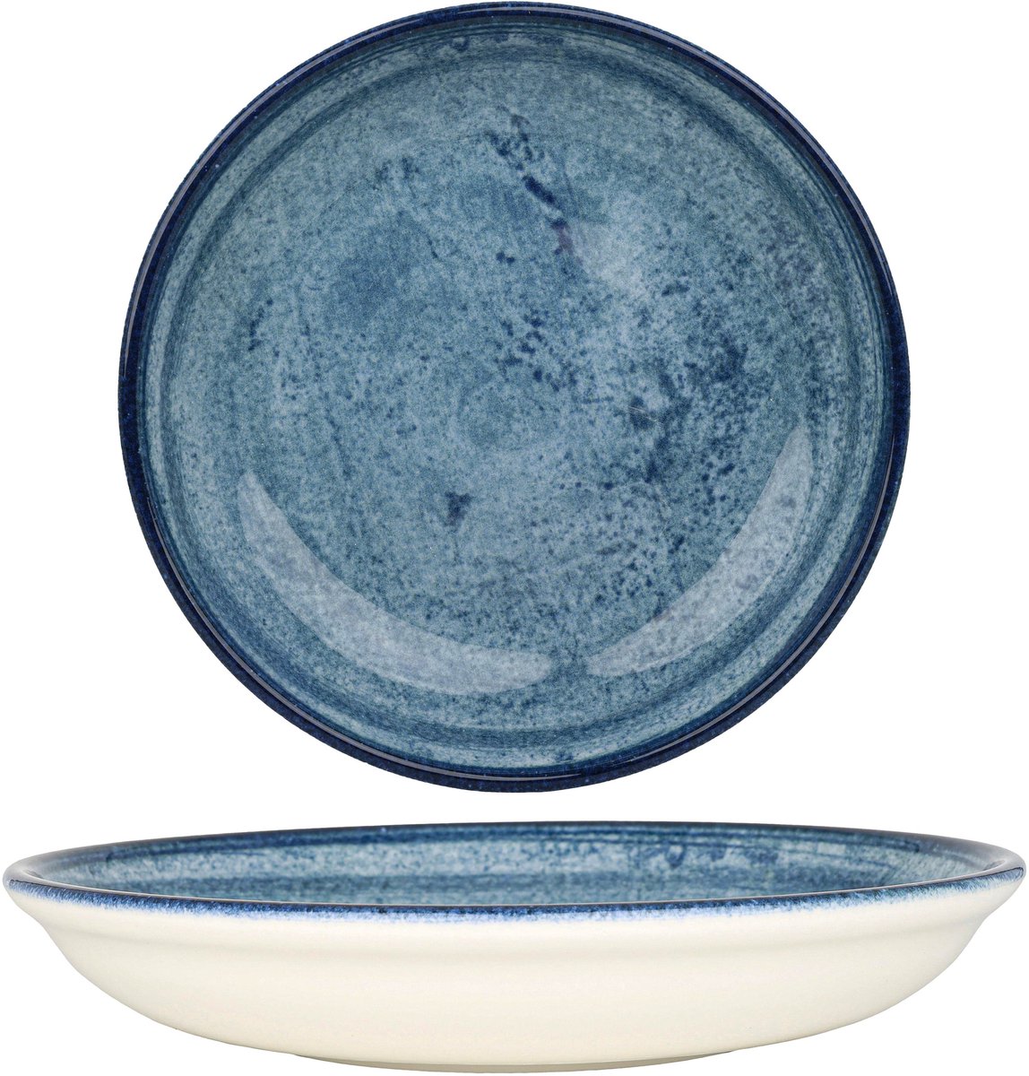 Kütahya Porselen Diepbord - Blue Stone - Porselein - 21 cm (700cc) - set van 6