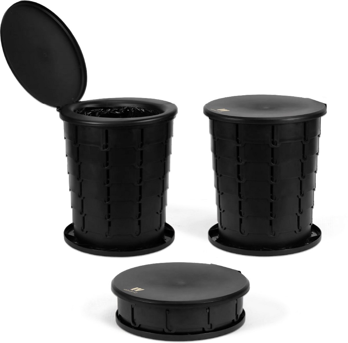 Camping toilet, prullenbak, krukje (3in1) inklapbaar en draagbaar - toiletemmer met deksel, mobiel opvouwbaar voor onderweg - wc emmer