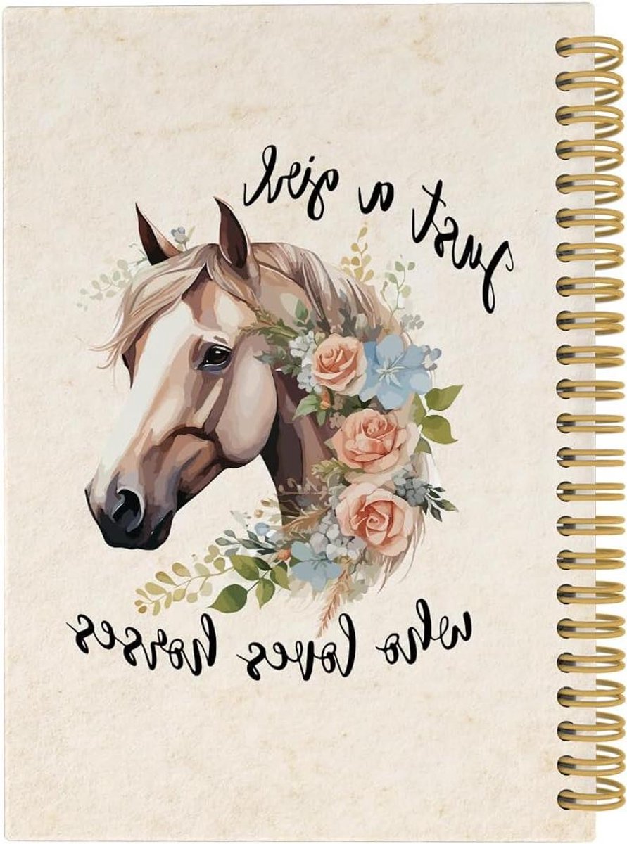 Spiraal Notitieboek - Paarden Dagboek - Notities Maken - Volledig Plat Open - 14 x 21 cm - Paars