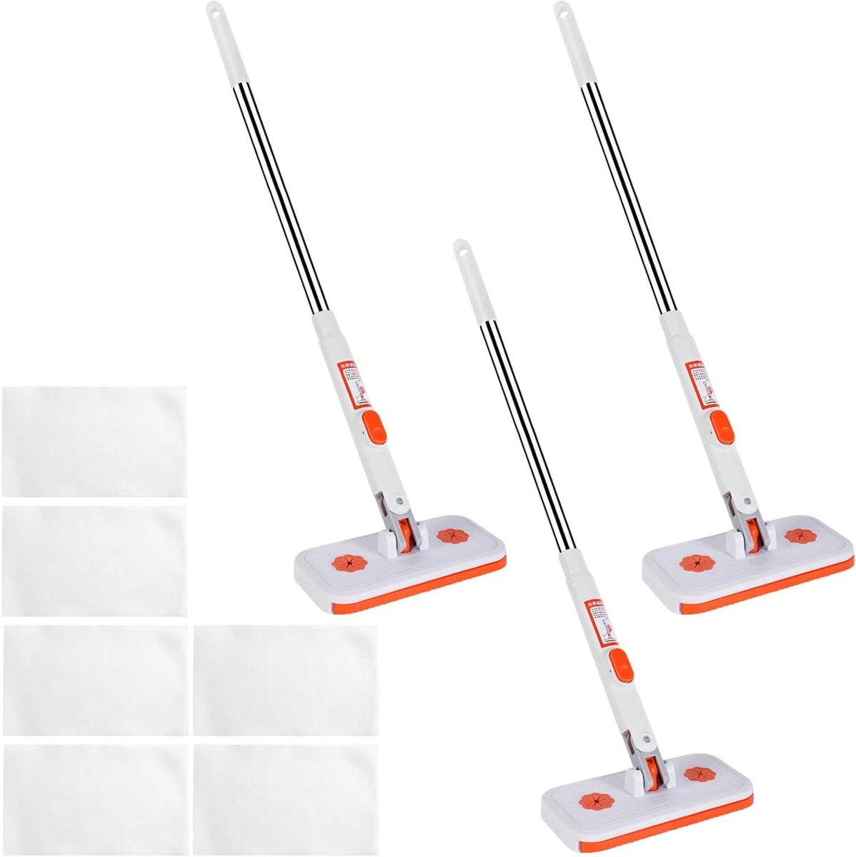 Mini Dweil Set - Platte Dweil - Efficiënt Reinigen - Ergonomisch Ontwerp - 85 cm - Oranje