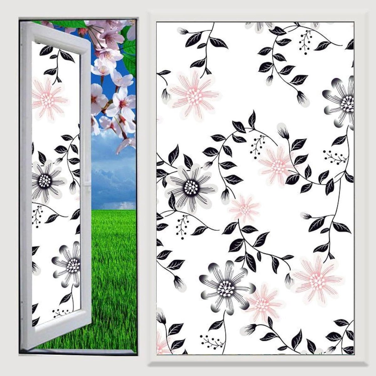 Raamfolie - Decoratieve folie - Privacy creëren - Zonder lijm - 45x200cm - Wit