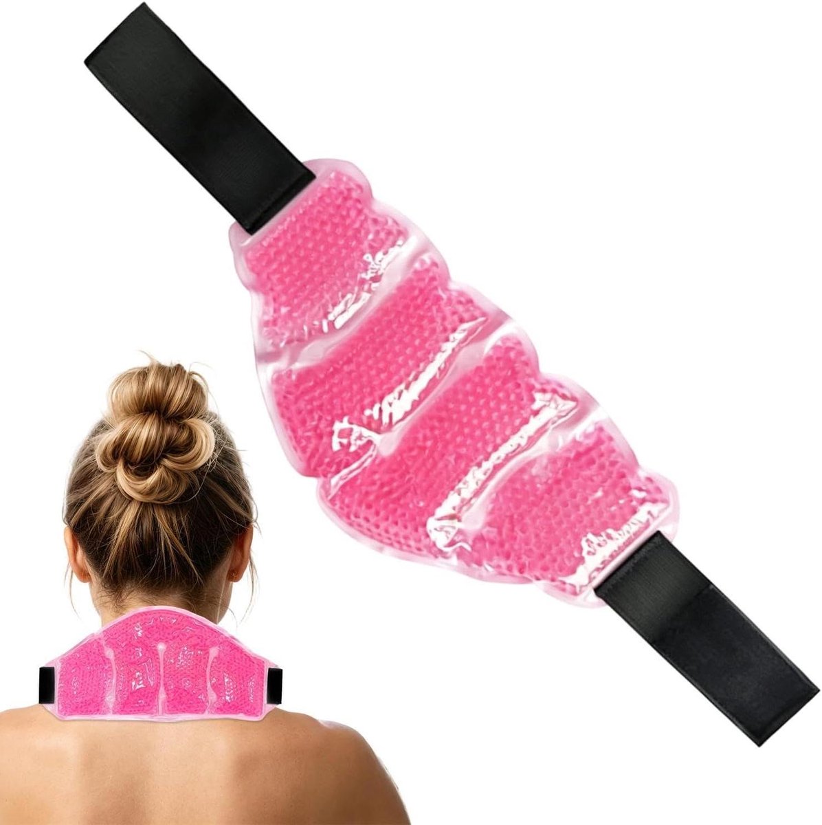 Nek IJskompres - Warmte Koudeband - Nekklachten Verlichten - Fleece Comfort - 33 x 16 cm - Grijs
