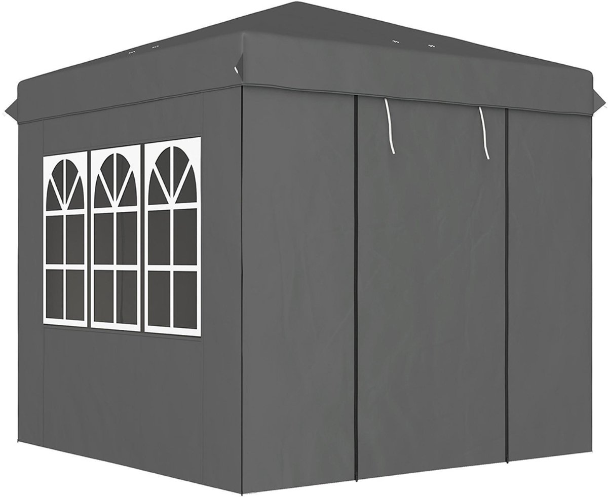 Pugsdrly 2,5 x 2,5 m pop-up paviljoen met zijwanden en draagtas, UPF50+ in hoogte verstelbare tuentent, donkergrijs