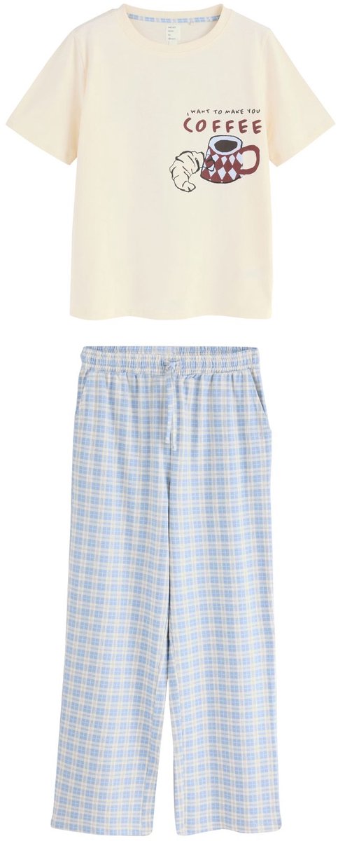 Next - Dames - Pyjama met korte mouwen - Blauw