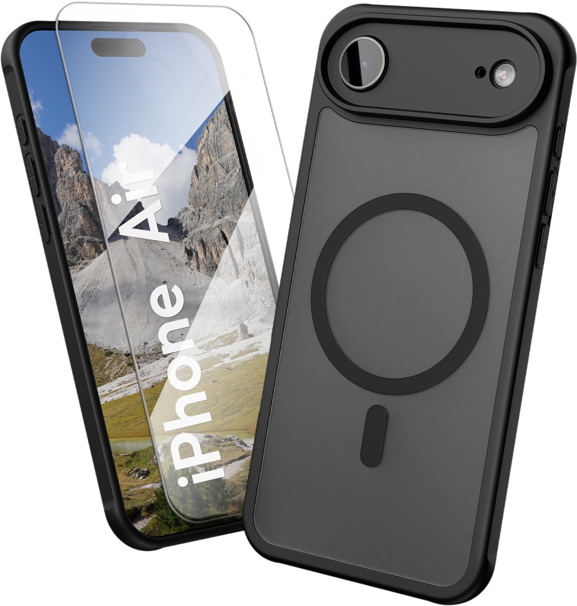 Oakshield Hoesje voor Apple iPhone Air – Halftransparante Telefoonhoes – Schokbestendige Beschermhoes met Camerabescherming – Case in zwart