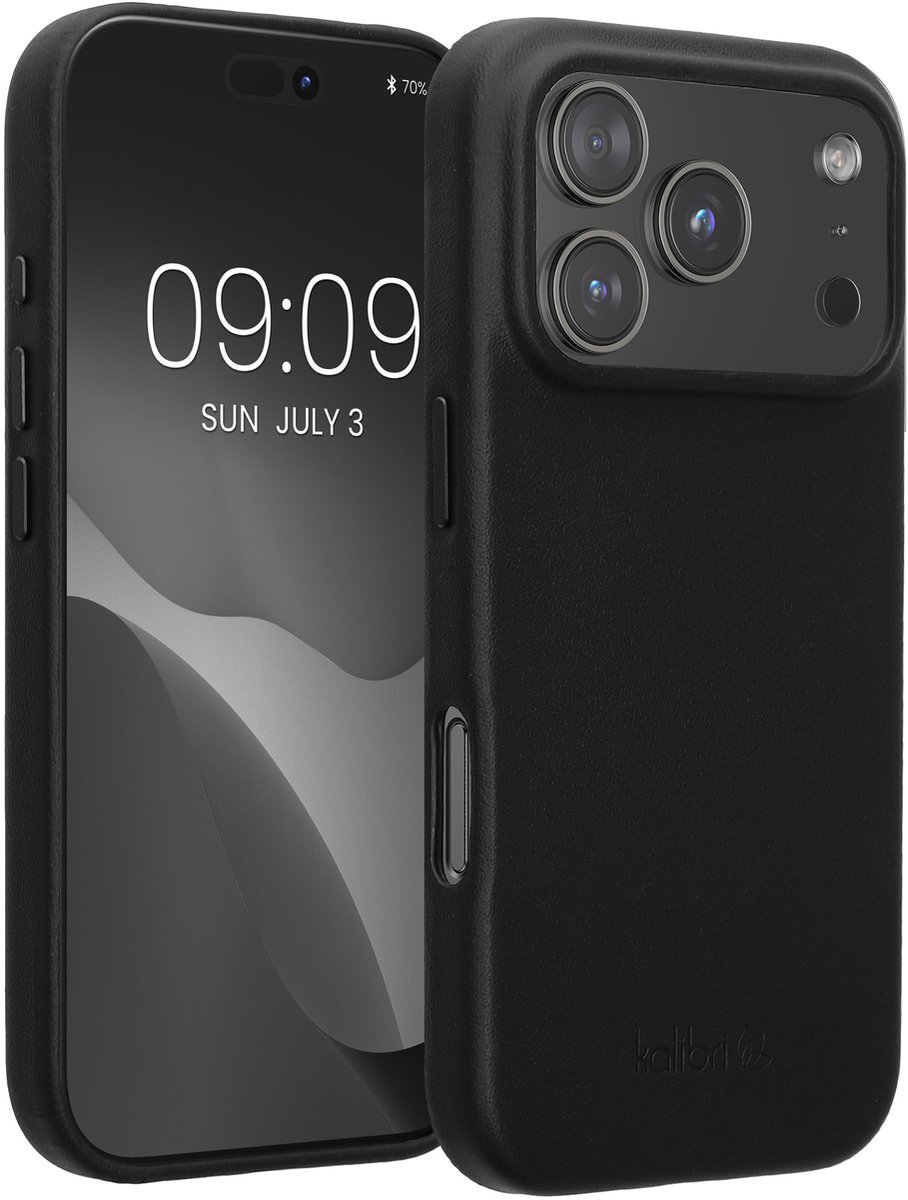 kalibri leren hoesje geschikt voor Apple iPhone 17 Pro - hardcover beschermhoes - zwart