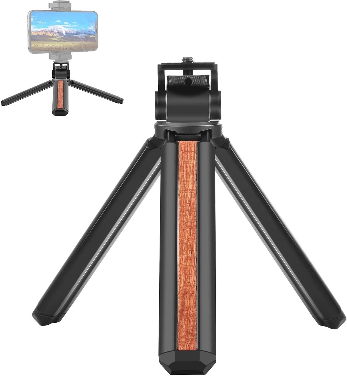 Mini Desktop Statief en Selfie Stick voor Telefoon - Vlog Kit met Tripod Hoofd en Handheld Camera Statief voor Creatieve Opnames