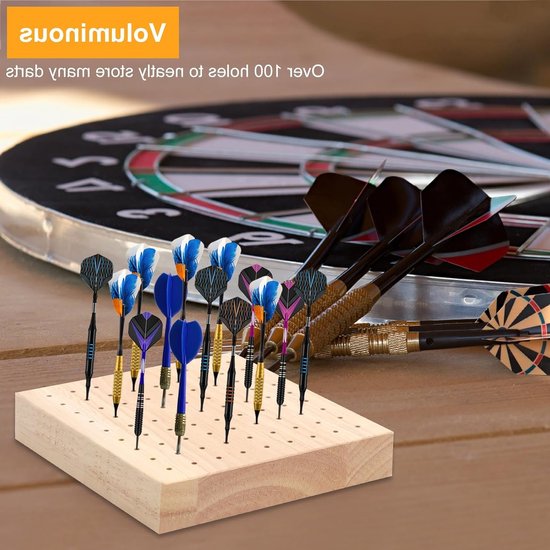 Houten Dart Houder met Plaatsingsgaten, Ideaal voor Opslag van Darts, Stabiele Dartstand voor Thuis en Bar, 10×10 cm, 2 Stuks van houten — afbeelding 2