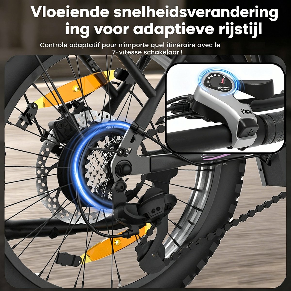 Runetic Elektrische fiets - Actieradius 80km - Verwijderbare batterij 36V13Ah - Motor 250W - 25KM/H - 20“* 3.0” opvouwbare City Commuter E-Bike – foto 4
