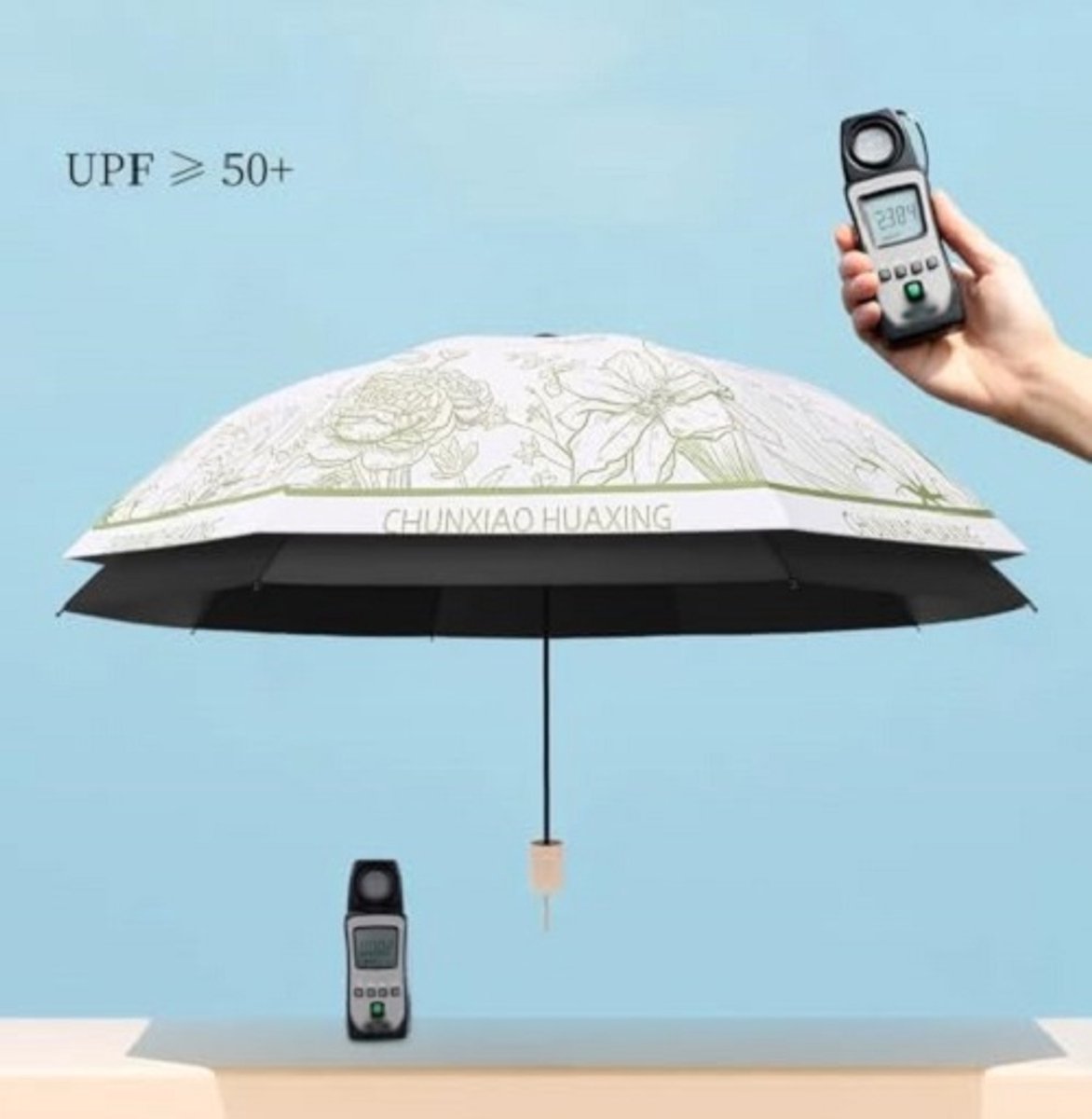 Opvouwbare Bloemenparaplu – UV-Bescherming en Zonwering – Compacte Reisparaplu met Hoes – Lichtgewicht Mini Paraplu voor in de Tas – Groen — cadeau in Sport & Outdoor - foto 5