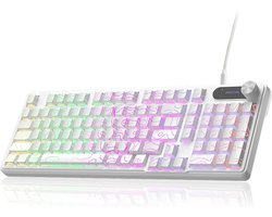 Furycube IP98 PRO – Mechanisch-Feeling Gaming Toetsenbord – 98 Toetsen – RGB Verlichting – Bedraad – 5000mAh Batterij – Wit