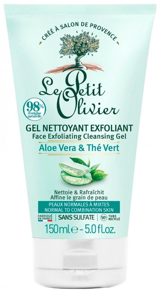 Le Petit Olivier Aloë Vera & Groene Thee Exfoliërende Reinigingsgel 150 ml