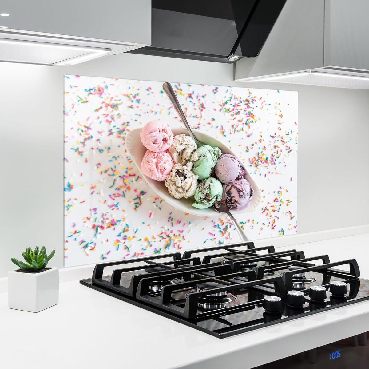 Glazen Keukenachterwand Spatbord Glas Koken Beschermen 3D Print Effect 60x80 cm Pastel IJs