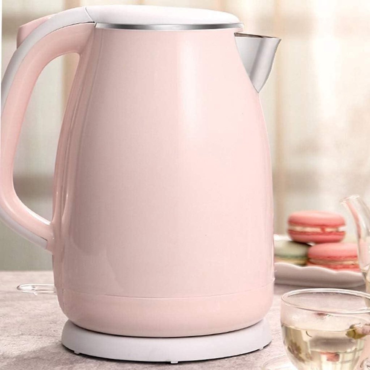 Waterkoker Roestvrijstaal - Thee Ketel - Snel Water Koken - Dubbele Wand Isolatie - 18 Liter - Roze