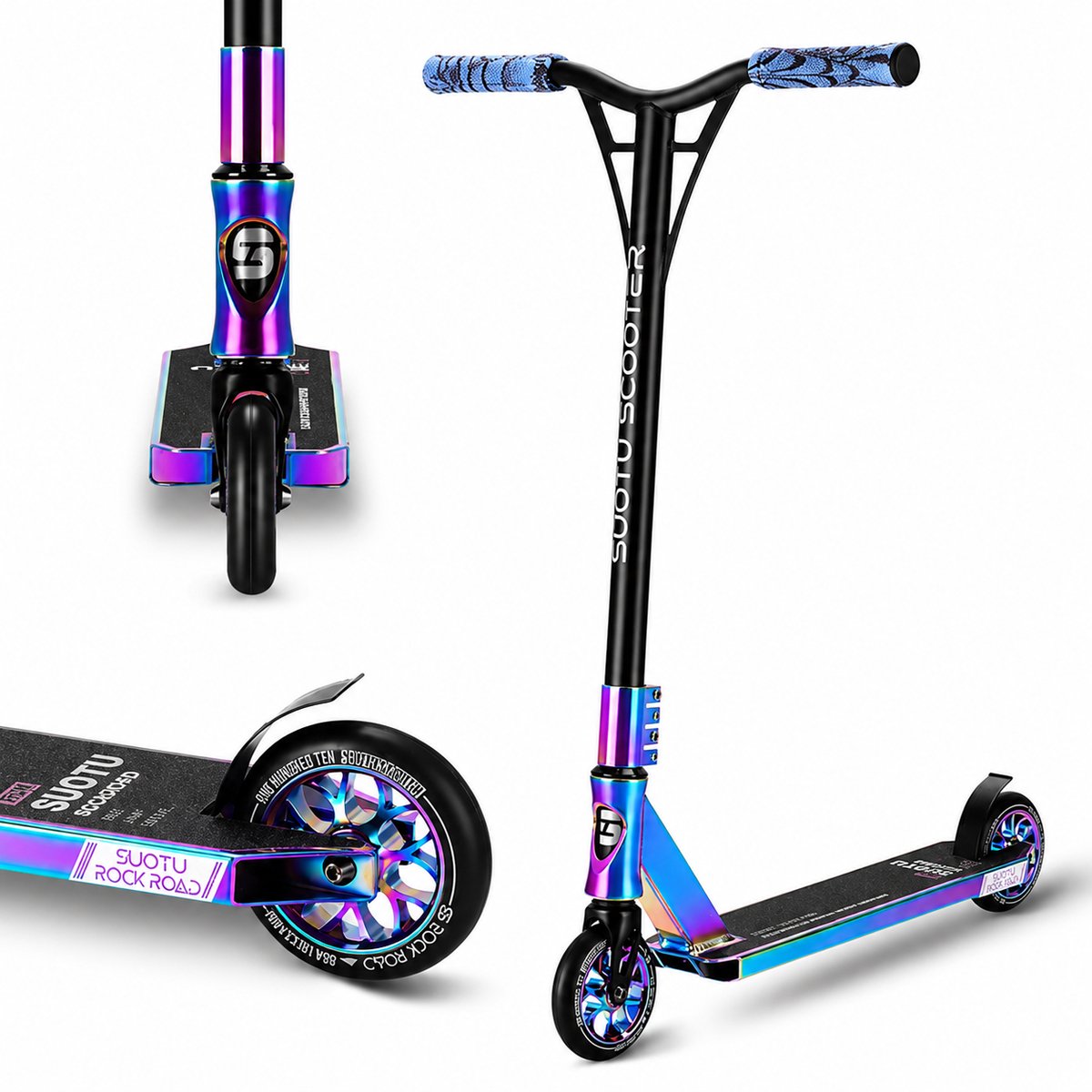 Bol.com Suotu Stuntstep - Step - Kinderstep - Silent axle - Chrome ABEC-9 bearing - Speelgoed Jongens/Meisjes - Aluminium - Rainbow aanbieding