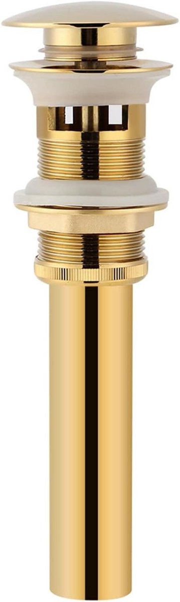 Afvoer Stopper - Wastafel Plug - Water Dicht Maken - Met Overloopgat - 23 cm - Goudkleurig