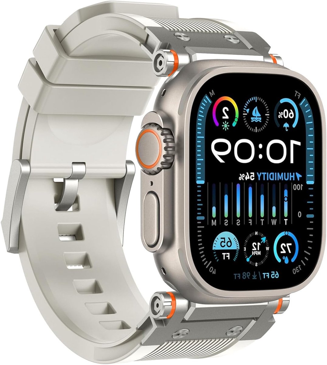 Stijlvolle RVS en Siliconen Horlogeband voor Apple Watch Ultra 2 en Series 1-10, 49 mm en 46 mm
