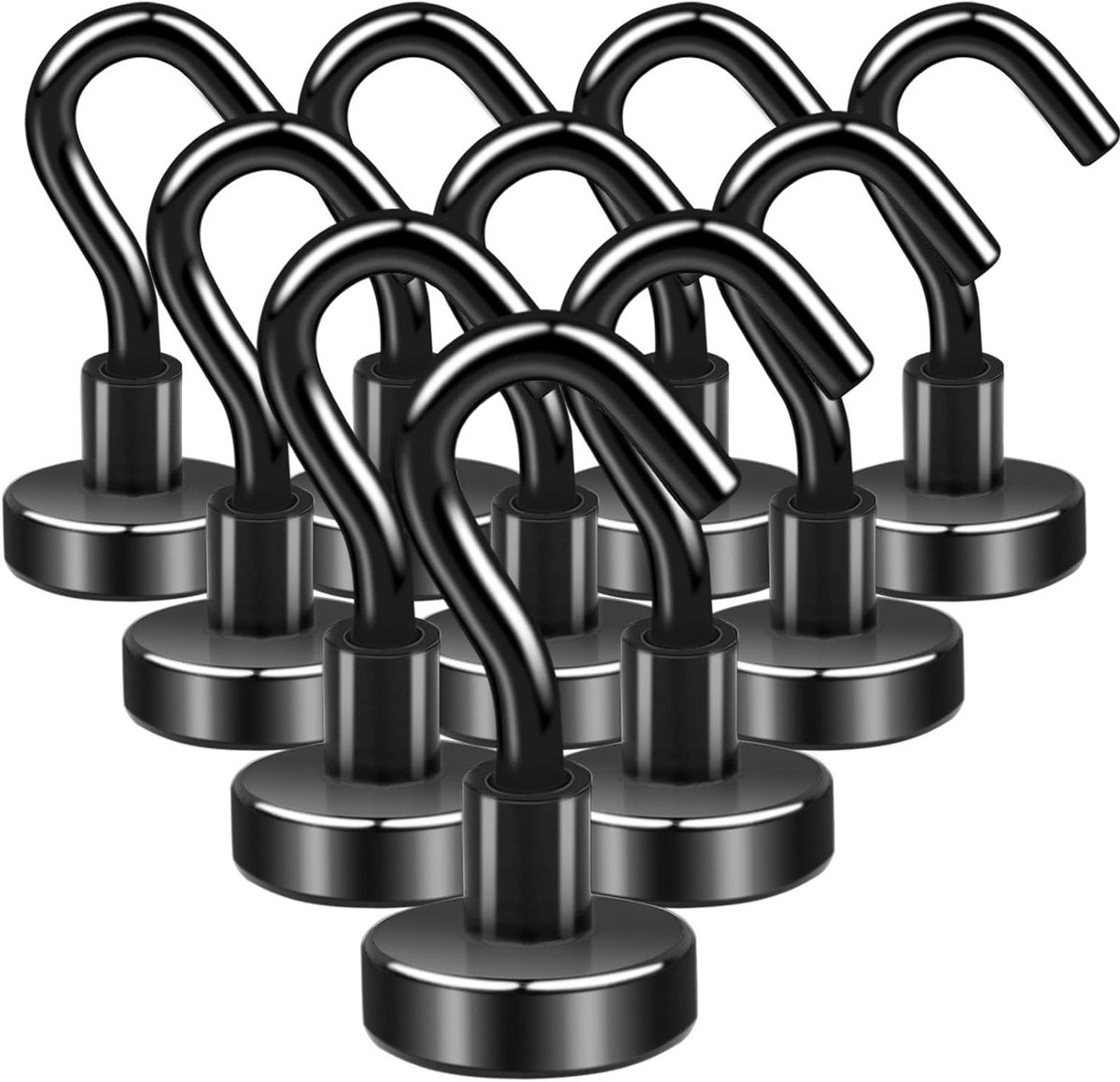 Extra sterke magnetische haken 10 stuks, 10 kg draagkracht, ideaal voor keuken, koelkast en klaslokalen, multifunctionele neodymium haken