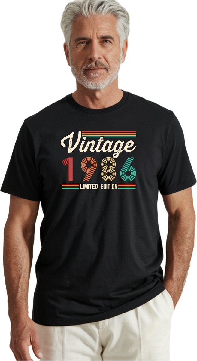 VINTAGE 1986 Limited Edition T-shirt - Verjaardag en feest cadeau - Cadeau tip - 40 jaar cadeau - 40 jaar - T-shirt - 1986 - Heren - Vader Cadeau - Maat M