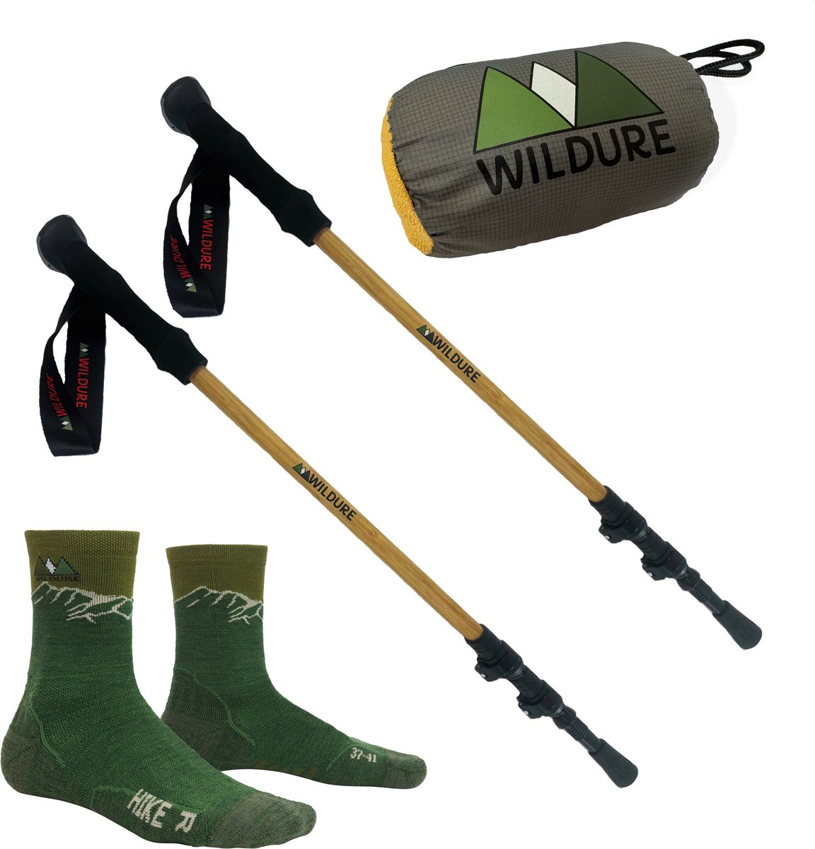 Wildure – Wandel bundel – Wandelstokken - Handdoek - Sokken Medium (37-41)