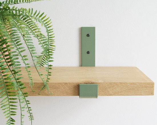 STERKSTAEL Odin Industriële Plankdrager Salie Groen - Stalen Wandplank Steun - Voor plank van 20 cm - Kleur Groen - Inclusief Bevestigingsmateriaal - Poedercoating - Wandsteun - 1 stuk