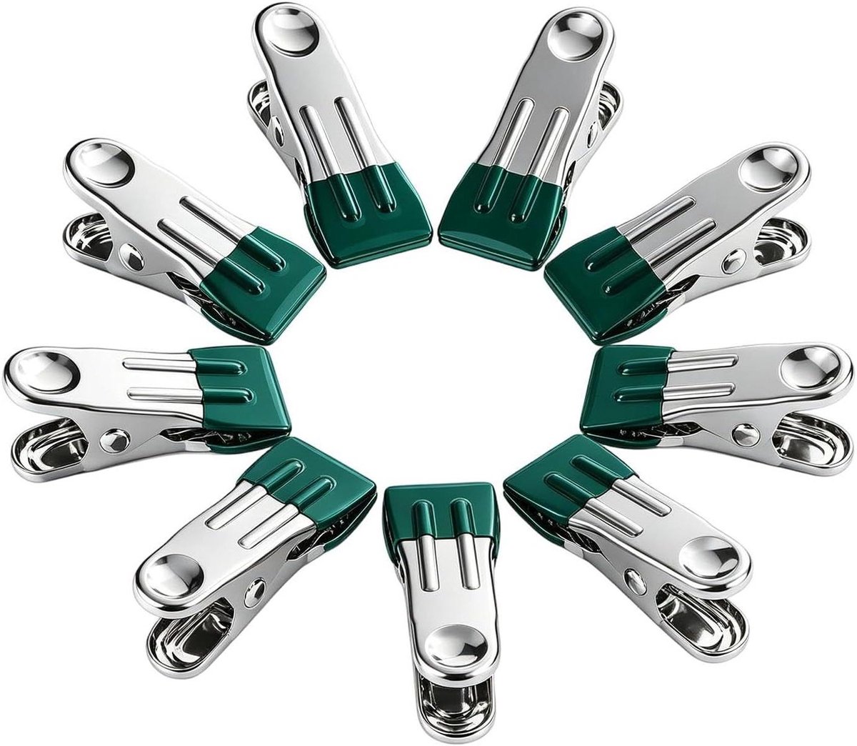 Wasknijpers - Kledingclips - Kleding Drogen - Roestvrij staal - 8 stuks - Groen
