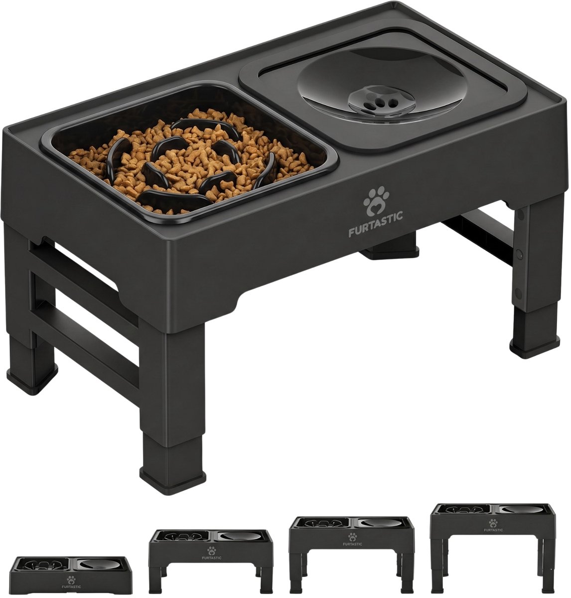 Bol.com FURTASTIC® Voerbak Hond met standaard - Anti-schrokbak Hond + Anti-lek Drinkbak Hond - Verhoogde voerbak - Verstelbaar aanbieding