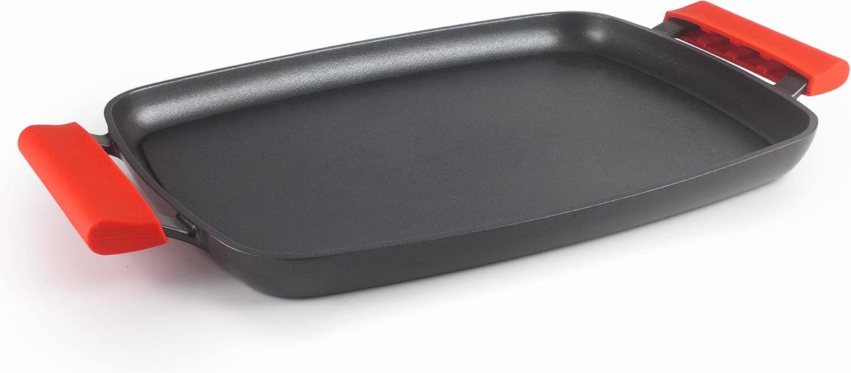 Grillplaat - Koekenpan - Gezond Koken - Antiaanbaklaag - 34 x 25 cm - Zwart