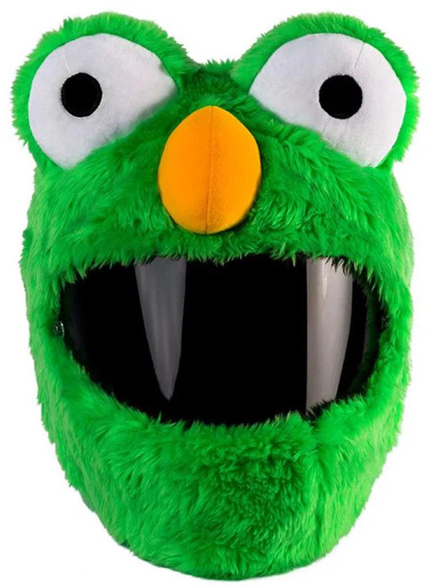 Helmhoes – Groen Elmo – Pluche Motorhelm Decoratie – Helm Mascotte – Universeel Motorhelm Accessoire