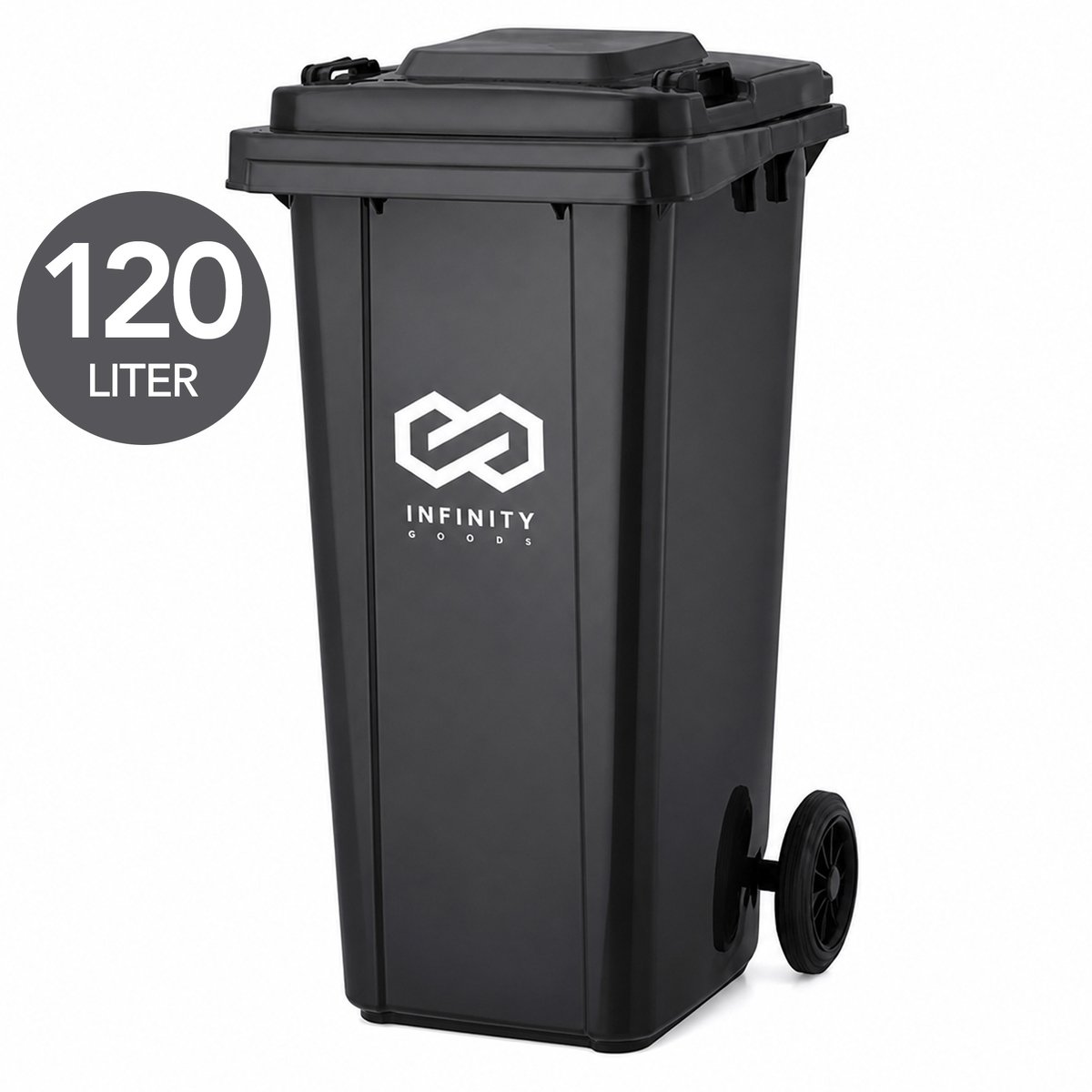 Infinity Goods Kliko 120L - Afvalcontainer - Rolcontainer - Kunststof Mini Container - Met Wielen - Grijs