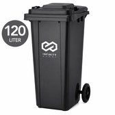 Infinity Goods Kliko 120L - Afvalcontainer - Rolcontainer - Kunststof Mini Container - Met Wielen - Grijs