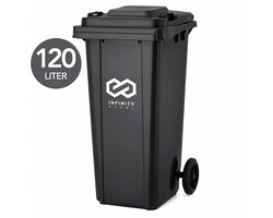 Infinity Goods Kliko 120L - Afvalcontainer - Rolcontainer - Kunststof Mini Container - Met Wielen - Grijs