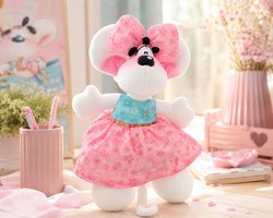 Diddl - zachte pluchen knuffel - 20cm - geborduurde accenten - Diddlina in roze