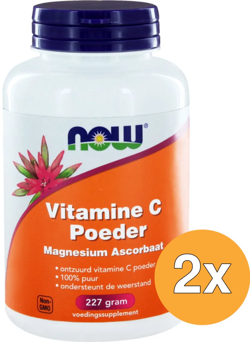 2x Now Vitamine C poeder magnesium ascorbaat (227 gr)